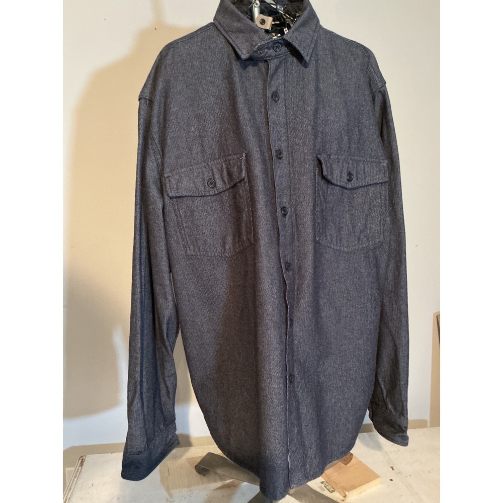 Goodfellow & Co Mens XL Charcoal Gray Herringbone‎ Button Down Utility Shirt
